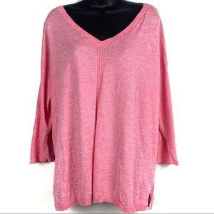 Talbots Pink Sweater Top V Neck Lightweight Size XL